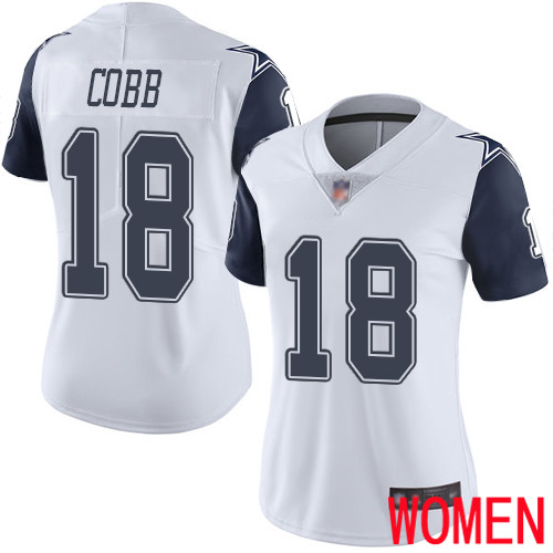 Women Dallas Cowboys Limited White Randall Cobb #18 Rush Vapor Untouchable NFL Jersey